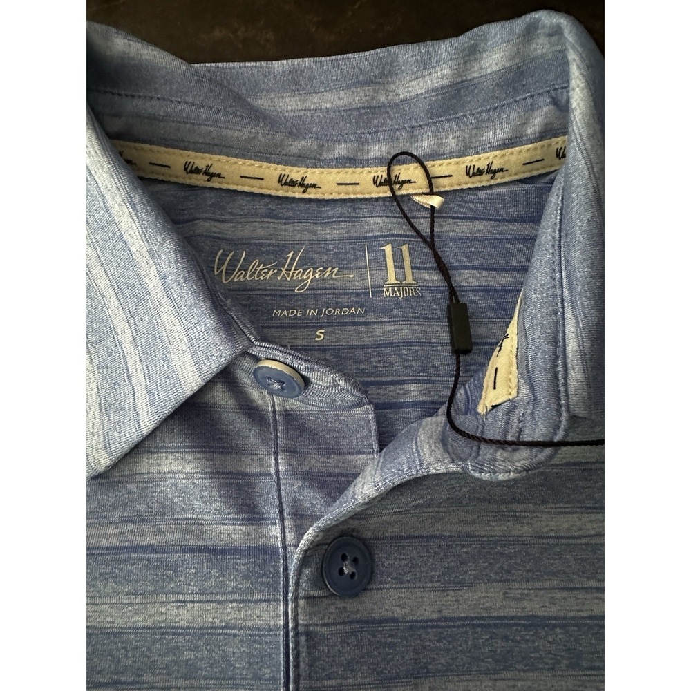 Walter Hagen Men's  Sky/Daybreak Blue Stripe Golf Polo T Shirt Size S NWT